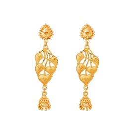 Efulgenz Gold Tone Indian Jewelry for Women Dubai Style Earring Set Indian Gold Tone Jhumki Drop Dangle Earrings Bollywood Indian Bridal Jewelry for Wedding Fashion Jewelry, Copper, No Gemstone