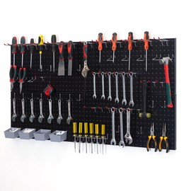 Pegboard Smith 48x24 Inch Black Metal Pegboard Kit for Wall Organization with Hooks, Garage Storage Bins, and Utility Tool Board – Efficient Panel Tool Organizer.