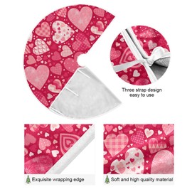 Valentine's Day Tree Skirt 36" Foral Romantic Hearts Love Christmas Tree Skirts Mother's Day Xmas Mat for Holiday Festival Party Wedding Decor