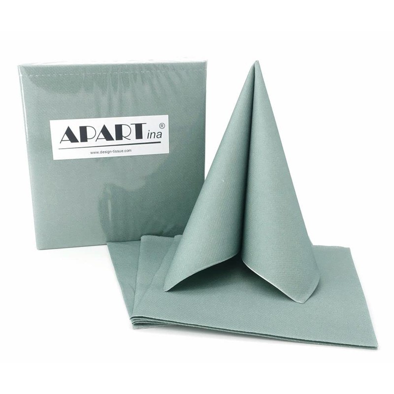 50 Apartina Napkins Fabric-Like Airlaid, Plain, Eucalyptus Green, Size 33