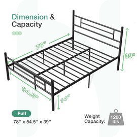 Novilla Full Size Bed Frame with Headboard and Footboard, 14 Inch Metal Platform Bed Frame, Under Bed Storage, Strong Metal Slats Support, Mattress Foundation No Box Spring Needed