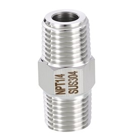 Rebower 1 Pack 304 Stainless Steel Male to Male Adapter, 1/4" Male NPT x 1/4" Male NPT Hex Nipple Pipe Extension Fitting for Industrial, Automotive, Fluid Transfer, Home Gardening, Water