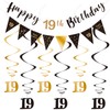 SZHUIHER Black and Gold 19th Birthday Party Decorations Supplies, Happy