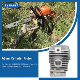Wondrify 46mm Cylinder Piston Kit for Stihl 029 MS290 039 MS390 with Piston Pin Rings Circlips Replace 1127 020 1210