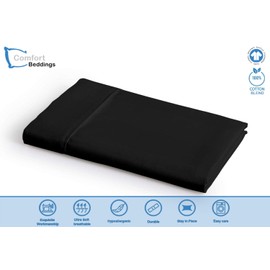 Comfort Beddings Heavy Quality Top Bed Sheets 100% Cotton Blend Flat Sheet Double Size, Super Soft, Flat Bed Sheets (Double, Black)