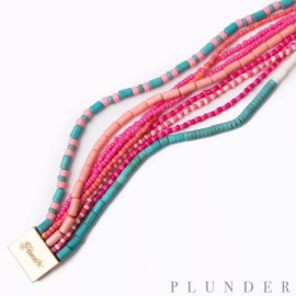 Plunder Design Fashion Jewelry Sun Sational Seed Bead Pink Turq Magnet Bracelet