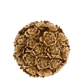 Boston International Artificial Plants Faux Topiary Kissing Ball, 3.25-Inches, Gold