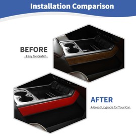 RT-TCZ for Silverado Center Console Organizer Tray Side Panel Trim Cover for Chevy Silverado GMC Sierra 2014-2018 Red Interior Accessories 2pcs