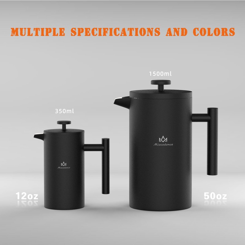 Miscedence French Press Coffee Maker，50OZ Double Wall Vacuum Insulated 304