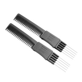 Milisten 2Pcs Lift Teasing Comb Hair Pick -Static Comb Styling Comb -Tail Hair Comb for Salon Home (Black)