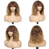 PECWU Peluca Rizada Con Flequillo, Cabello Humano, 14'', Afro Rizado,