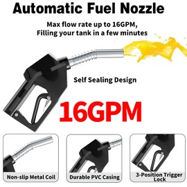 3/4" NPT Automatic Fuel Nozzle Auto Shut-Off Gas Pump Nozzle 13/16" Spout High Flow Car Fuel Filling Nozzle Used for Diesel Gasoline Kerosen