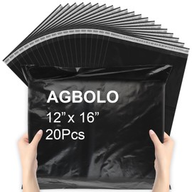 Poly Mailers, 12x16 Shipping Bags for Clothes, 20 Pcs Packaging Bags, Waterproof Shipping Envelopes, Tear-Proof Mailing Bags for Secure Packaging & Small Business, Black