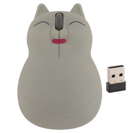 Cat Shape Wireless Mouse 2.4 GHz USB 1600 DPI Optical Sensor Cartoon Cat Ergonomic Mice For PC for Win 7 8 10 for OS X Gray