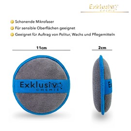 Exklusiv Chemie® 4X Handpolierschwamm Auto + Mikrofasertuch Q1 GSM 380 | Applikator Pad Mikrofaser | Auftragen von Politur, Wachs & Pflegemittel | weicher Politur Schwamm | Microfaser Pad
