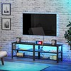 Clikuutory Modern Black 63 inch Metal TV Stand with LED
