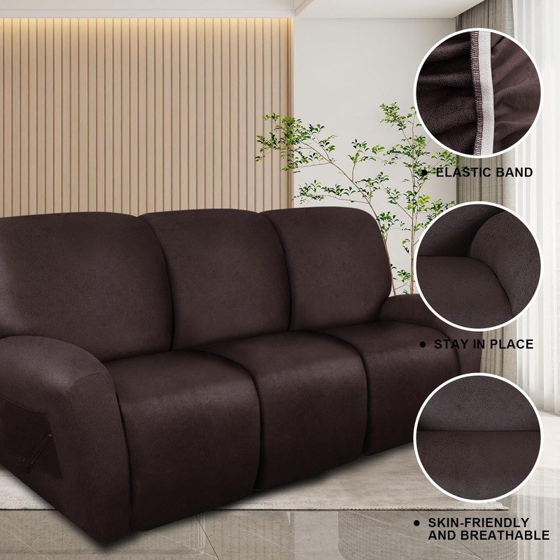 molasofa Recliner Sofa Covers - 8 Pieces Stretch Leather Like