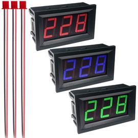 Gebildet 3pcs AC Voltage Display, Digital LED Display Voltmeter AC 30-500V, Voltmeter Monitor 110V 230V 380V Volt Detector Signal Indicator Light Panel (Green/Red/Blue)