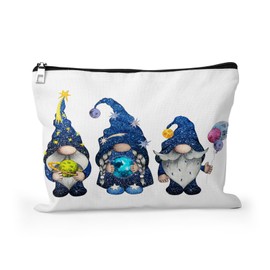 Cafl Glitter Space Gnomes Makeup Bag Cute Gnomes Cosmetic Bag for Women Large Capacity Make Up Bag Portable Travel Toiletry Pouch Organizer 10 * 8inch
