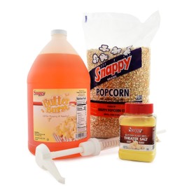 Snappy Butter Burst Popcorn Oil for Popping and Popcorn Topping, 12.5 lb Snappy Yellow Popcorn Kernels, Buttery Flavored Popcorn Salt and Oil Pump Dispenser for 1 Gallon Jug