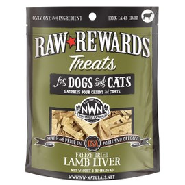 Northwest Naturals Raw Rewards Freeze-Dried Lamb Liver Treats for Dogs and Cats - Bite-Sized Pieces - Healthy, 1 Ingredient, Human Grade Pet Food, All Natural - 3 Oz (Packaging May Vary)