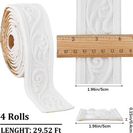 CRASPIRE 354 x 2in Crown Molding Peel and Stick Foam White Self Adhesive Flexible Trim 3D Sticky Vintage Decorative Wallpaper Border Wall Edging Foam Baseboard Mirror Border Wall Lines Hotel DIY Decor
