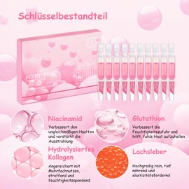 Soleneva Pink Peptide Serum Ampoules, Anti-Ageing Face Serum for Firmer Skin, Moisturising & Skin Care, Face Care Serum for Daily Use for Radiant Skin Care, Pack of 10