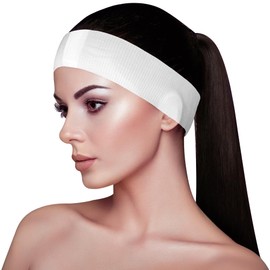 Appearus Professional Disposable Headbands with Single Snap Tab - 100 Pack Individually Wrapped Spa Headbands for Estheticians, Makeup Artists & Salon Professionals