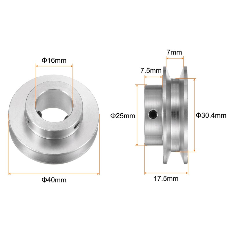 sourcing map Single Groove Pulley 16 mm Fixed Bore 40
