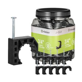 Orianse 50 Pack 3/4 Inch Pex J-Hook with Nails High Density Polyethylene(HDPE), Black Half Clamps Tube Talon, 3/4" J Clamps Pipe Hanger Suitable for PEX, Copper, cPVC Tubing Connections and Support