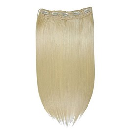 I&K 24” Synthetic One Piece Straight Clip­in Full Head Hair Extension 120 gram (Lightest Blonde 613)