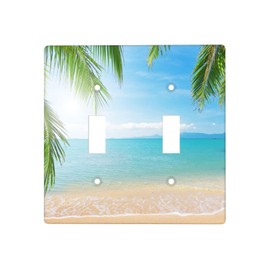 Seascape Ocean Beach Light Switch Cover Decorative 2 Gang Wall Plate Double Toggle Wallplate Switchplate Decor Lightswitch Faceplate Standard Size
