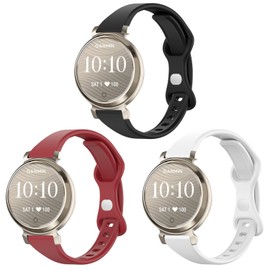 Lzwldan 3 Pack Slim Silicone Watch Bands Compatible with Garmin Lily 2,14mm Soft Thin Narrow Band Sport Replacement Wristband for Garmin Lily 2 / Lily 2 Classic for Women Men