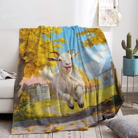 Bidesk Cute Goat Blanket - Ultra Soft & Cozy Flannel Throw Blankets, Warm, Fuzzy & Lightweight - Perfect for Couch, Bed, Travel & Outdoor Use - for Adults Women Men 60"×50"