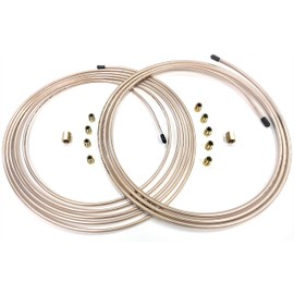 15 Ft Roll of 3/16"(.028" Wall) & 10 Ft Roll of 1/4"(.028" Wall) Copper/Cupronickel Brake Line Tubing w/fittings and unions