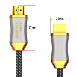 HDMI Cable 2.1 Fibre Optic - 8K 120Hz - 4k 240Hz HDR10+ 3D eARC CEC HDCP 2.3 Optical Ultra High Speed Gold-Plated Contacts Fibre Optic Cable with Zinc Alloy Connector Kink Protection, Black (Black,