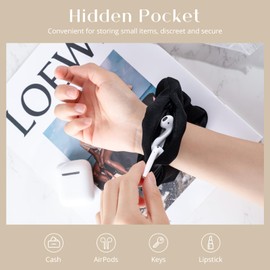 Lolalet Hair Bobbles Scrunchies with Zip Pocket for Women, Hair Scrunchies Soft Elastic for Women Girls - C (Pack of 4)