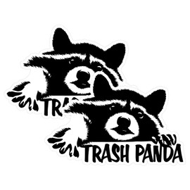 2 Pack Trash Panda Raccoon Car Decal – Bad Fish Custom Decals – Funny Cute Sticker - Premium Gloss Permanent Vinyl Waterproof 6 Year Indoor Outdoor (Black, 2)