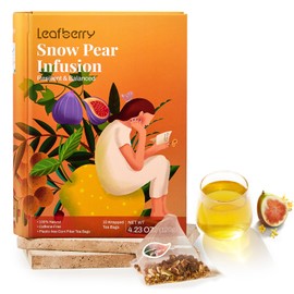 Leafberry Snow Pear Tea Bags, Leafberry Herbal Tea, Detox Tea Soothes the Throat, Osmanthus, Figs Calming Sleep Comforting Stress Relief Digestion Nourish 10 Bags Tea Gift sets box