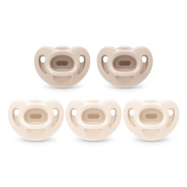 NUK Chupetes de ortodoncia cómodos 100% silicona, 0-6 meses, moda neutral, colección atemporal, 5 unidades