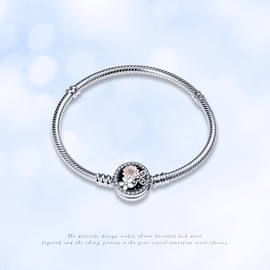 XWN Snake Chain Watch Bracelet, 925 Sterling Silver Round Clasp Charm Silver Bracelet Jewelry Gift, Suitable for European Charms, Ideal for Women and Girls.X96-124