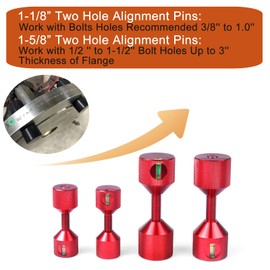 CNRAQR 4 Pcs Flange Two Hole Alignment Pins - 1-1/8" and 1-5/8" Detachable Double Pins With Built-in Level - 6061 Aluminum Red