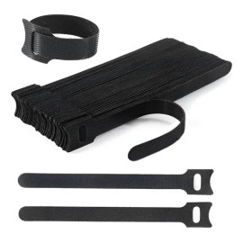 100 Pzs Cincho Suja Cables, Brida Con Velcro Reutlizable Negro