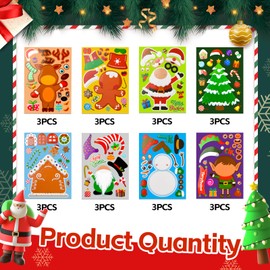 24 Pieces Kids Christmas DIY StickersMake Your Own Face Sticker Homemade Christmas Stickers Party Stickers Christmas Greeting Cards for Boys Girls