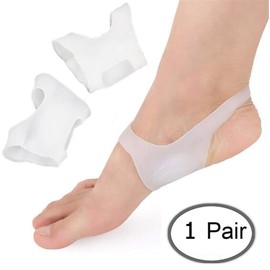 O Type Leg Correction Insole, Soft Silicone Leg Posture Corrective Pad Non-Slip Arch Support Cushion Foot Valgus Elastic Bandage, Women Men Relief Flat Foot Plantar Fasciitis Heel Spur Pain (White)