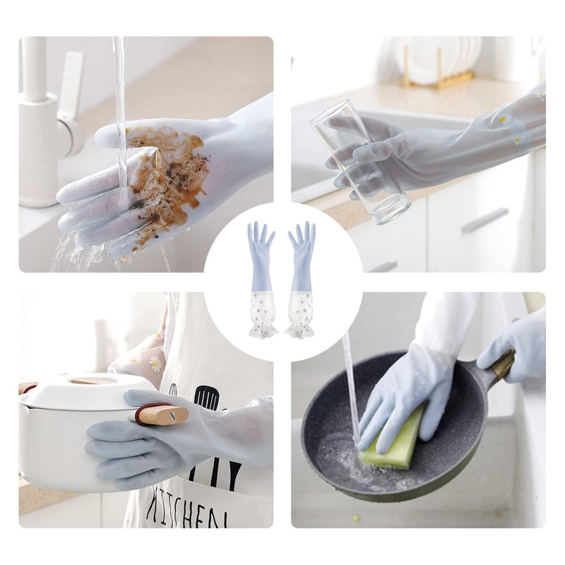 Doyime Rubber Gloves, Waterproof Gloves, Long, Non-slip, Rubber Gloves for