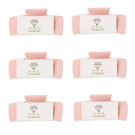 Loanzeg Bridesmaid Hair Claws Bachelorette 4.1 Inch Square Hair Clips Set of 6 Bridal Shower Rectangular Hair Claw Clips ideas Gift for Wedding Party Favors Bridesmaid Proposal Gifts (Pink)