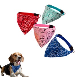 CWYZA Dog Bandana Collar Set–4PCS Adjustable Cotton Dog Neck Scarves with Safety Buckle, Cute Patterns for Daily Wear&Holiday Photos(4PCS,S)