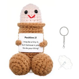 IYOOCSS Funny Gag Doll Emotional Support Stuffed Positive Cochet Animals Pickle Gifts for Adult Men Women Brother,Weird Things Stuff Office Decor(Positive JJ)