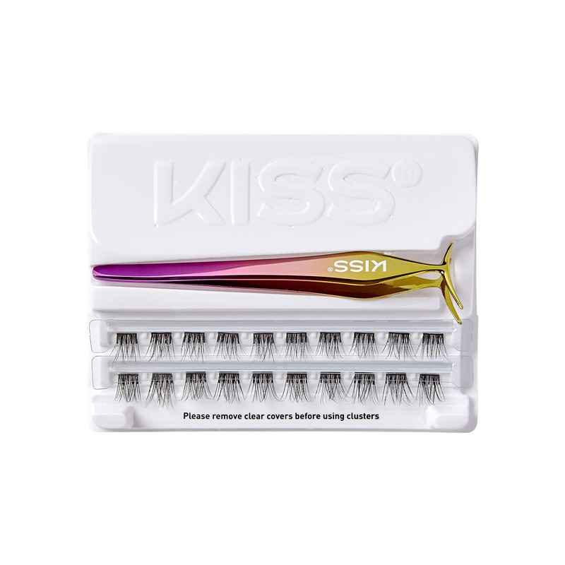 KISS imPRESS Press-On Falsies Eyelash Clusters Kit, Natural, Black, No